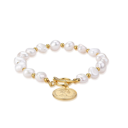 Queen Coin Pearl Bracelet - Zafari Studio Jewelry
